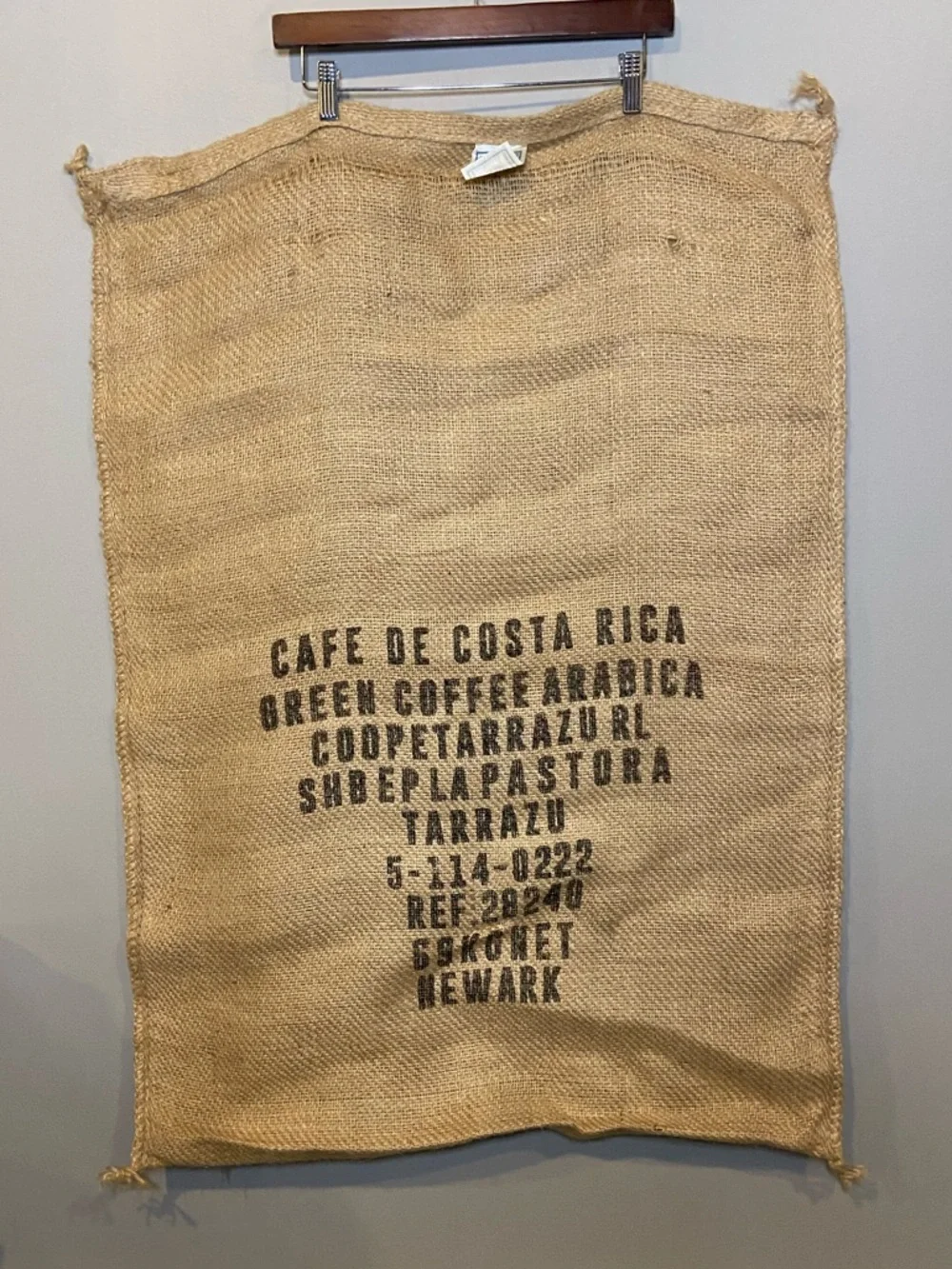Cafe de Costa Rica La Pastora Tarrazu Burlap Coffee Sack / Rustic Decor